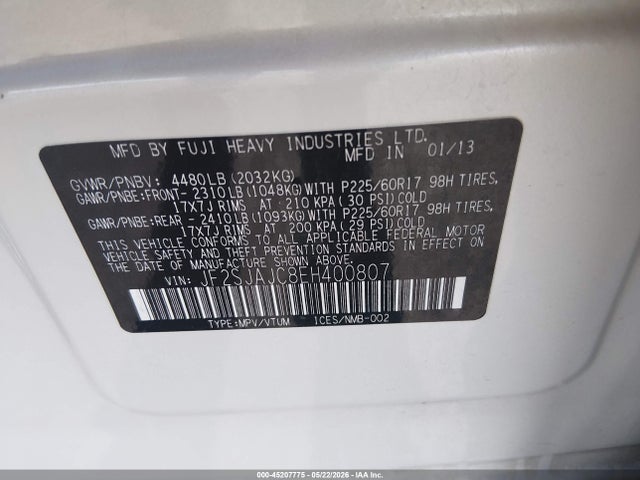 Subaru Forester 2.5i Limited 2014 JF2SJAJC8EH400807 Image 9