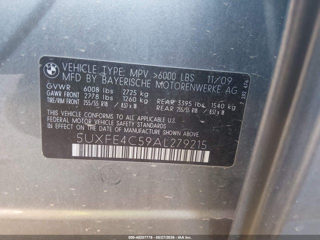 Aukcja sprzedaży 2010 Bmw X5 Xdrive30i, vin: 5UXFE4C59AL279215, numer aukcji: 45207776