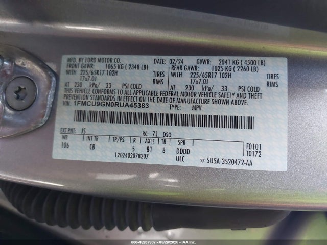 1FMCU9GN0RUA45383 Ford Escape Active