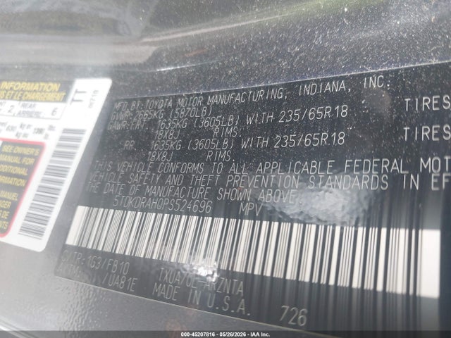 5TDKDRAH0PS524696 Toyota Highlander Le