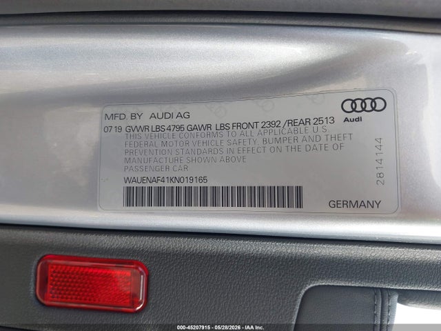 45207915 :رقم المزاد ، WAUENAF41KN019165 vin ، 2019 Audi A4 45 Premium مزاد بيع