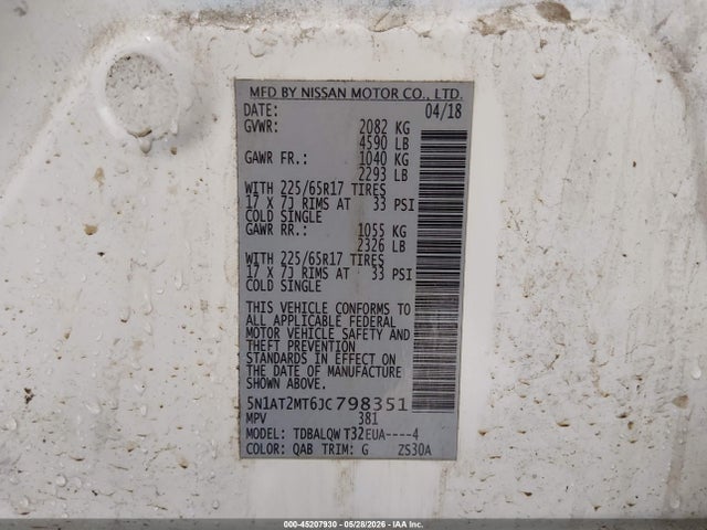 Nissan ROGUE SV 2018 5N1AT2MT6JC798351 Image 9