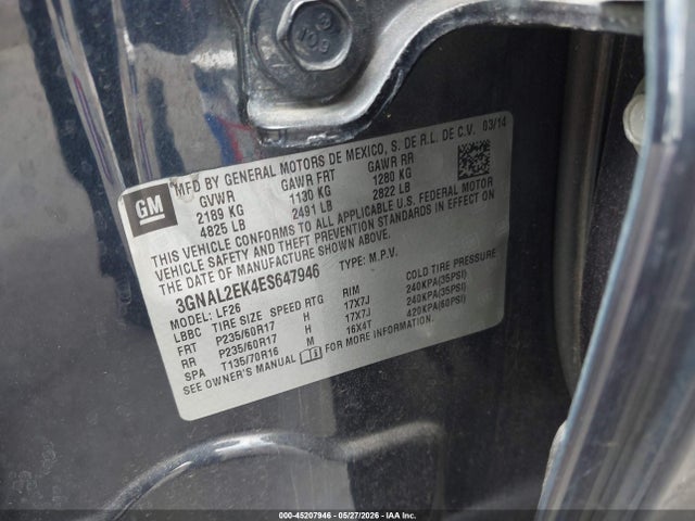 Продажа на аукционе авто 2014 Chevrolet Captiva Sport 2ls, vin: 3GNAL2EK4ES647946, номер лота: 45207946