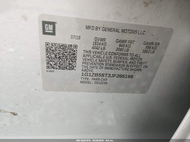 Chevrolet Malibu 1ls 2018 1G1ZB5ST3JF265198 Image 9