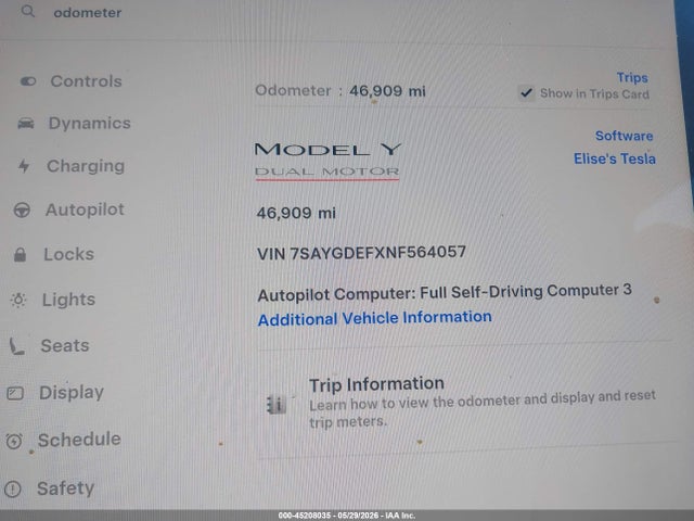 2022 Tesla Model Y Performance Dual Motor All-wheel Drive მანქანა იყიდება აუქციონზე, vin: 7SAYGDEFXNF564057, აუქციონის ნომერი: 45208035