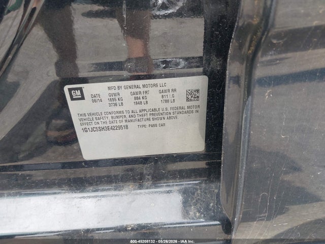 45208132 :رقم المزاد ، 1G1JC5SH3E4229518 vin ، 2014 Chevrolet Sonic Lt Auto مزاد بيع