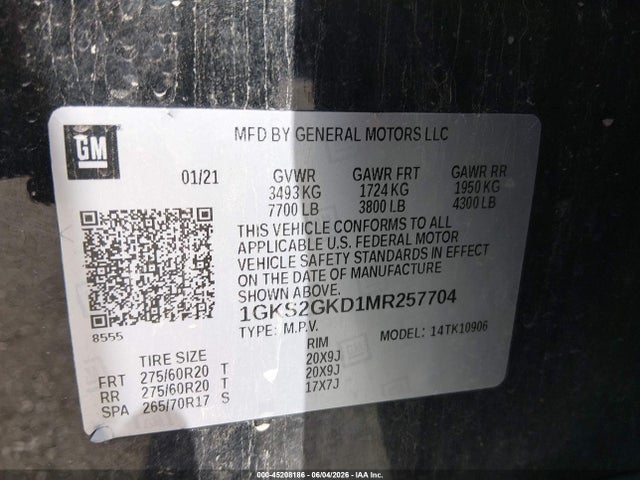 Продаж на аукціоні авто 2021 Gmc Yukon Xl 4wd Slt, vin: 1GKS2GKD1MR257704, номер лоту: 45208186