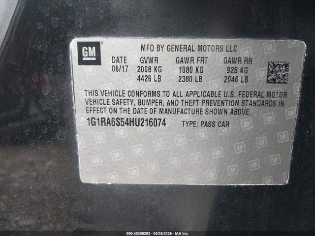 Продажа на аукционе авто 2017 Chevrolet Volt Lt, vin: 1G1RA6S54HU216074, номер лота: 45208203