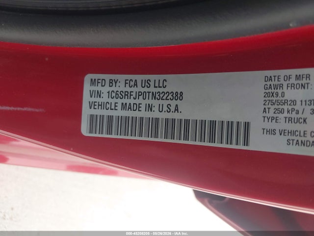 Продаж на аукціоні авто 2026 Ram 1500 Laramie  4x4 5'7 Box, vin: 1C6SRFJP0TN322388, номер лоту: 45208205