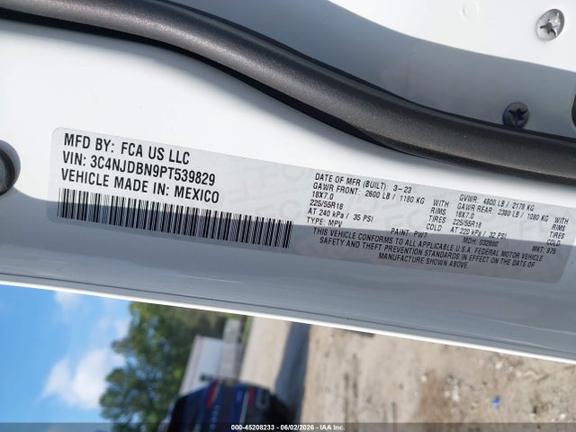 Продаж на аукціоні авто 2023 Jeep Compass Altitude 4x4, vin: 3C4NJDBN9PT539829, номер лоту: 45208233