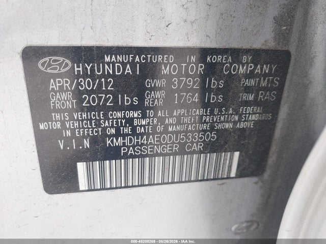 Продаж на аукціоні авто 2013 Hyundai Elantra Gls, vin: KMHDH4AE0DU533505, номер лоту: 45208269
