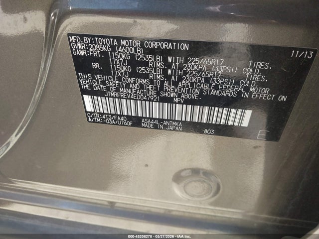 JTMRFREV4ED047921 Toyota Rav4 Xle
