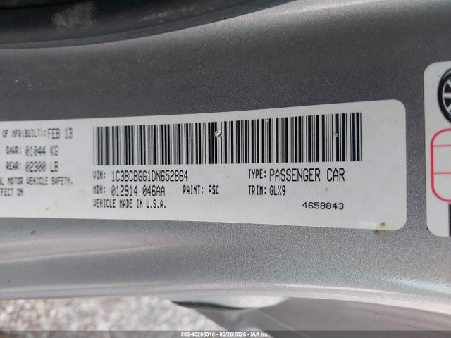 2013 Chrysler 200 S მანქანა იყიდება აუქციონზე, vin: 1C3BCBGG1DN652864, აუქციონის ნომერი: 45208318