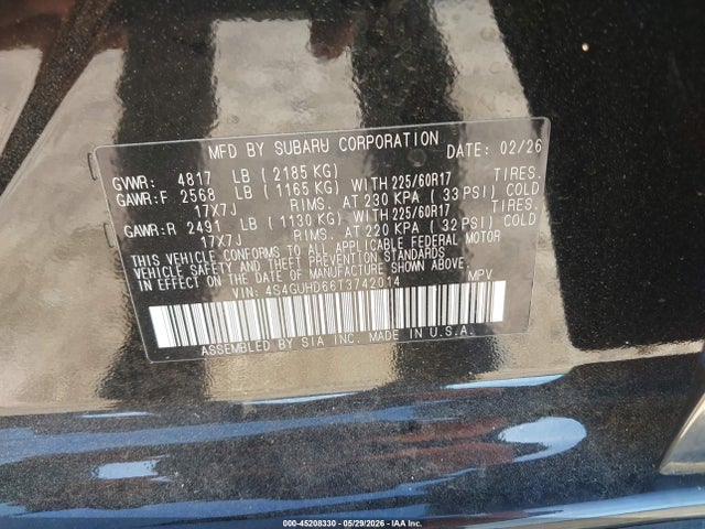 4S4GUHD66T3742014 Subaru Crosstrek Premium