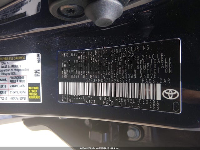 5YFS4MCE7TP265231 Toyota COROLLA SE