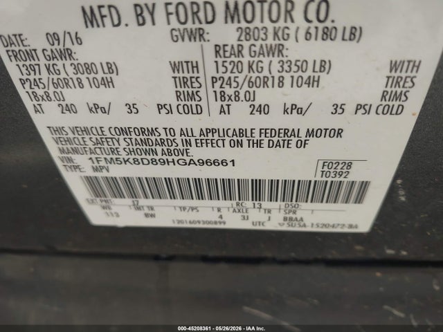 Продаж на аукціоні авто 2017 Ford Explorer Xlt, vin: 1FM5K8D89HGA96661, номер лоту: 45208361