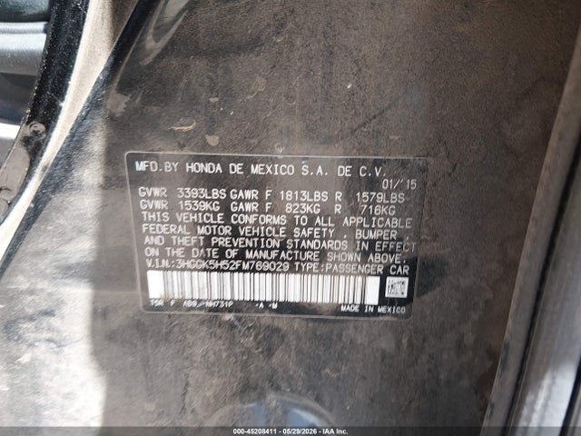 3HGGK5H52FM769029 Honda FIT LX
