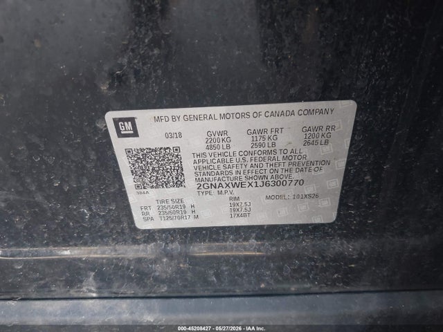 Chevrolet Equinox Premier 2018 2GNAXWEX1J6300770 Image 9
