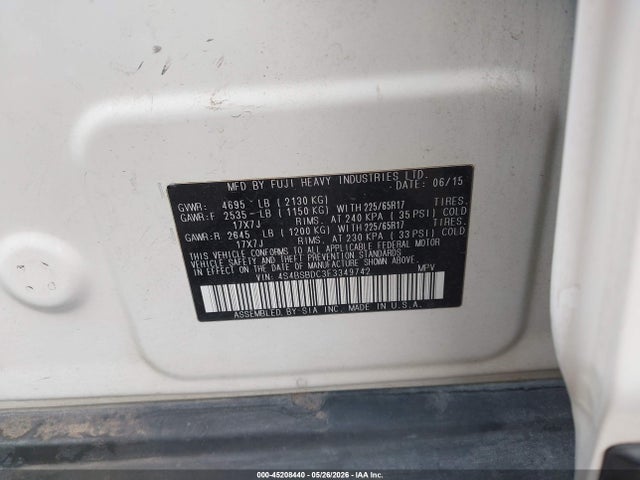 Subaru Outback 2.5i Premium 2015 4S4BSBDC3F3349742 Image 9
