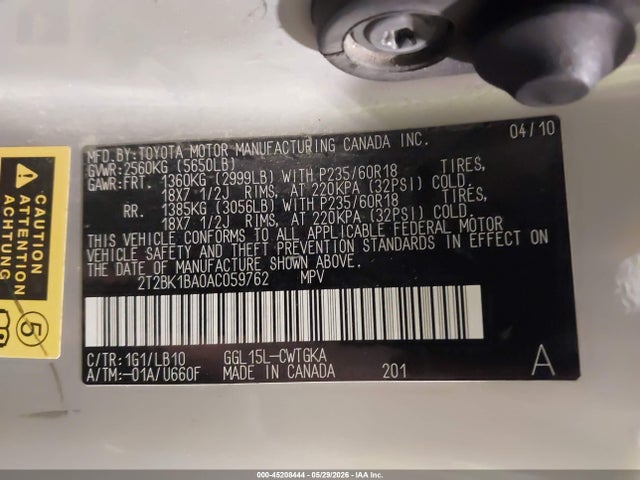 Aukcja sprzedaży 2010 Lexus Rx 350, vin: 2T2BK1BA0AC059762, numer aukcji: 45208444