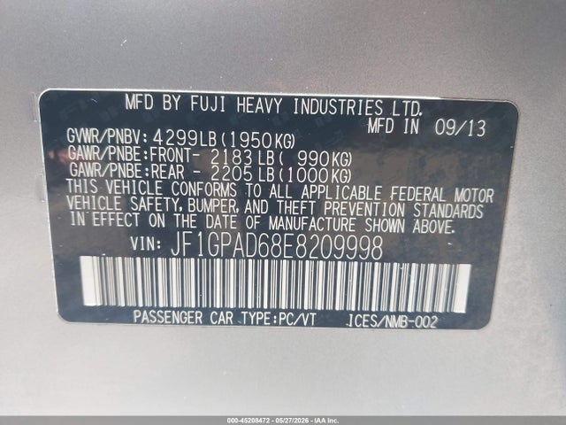 Subaru Impreza 2.0i Premium 2014 JF1GPAD68E8209998 Image 9
