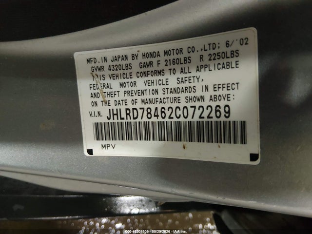 Продаж на аукціоні авто 2002 Honda Cr-v Lx, vin: JHLRD78462C072269, номер лоту: 45208509