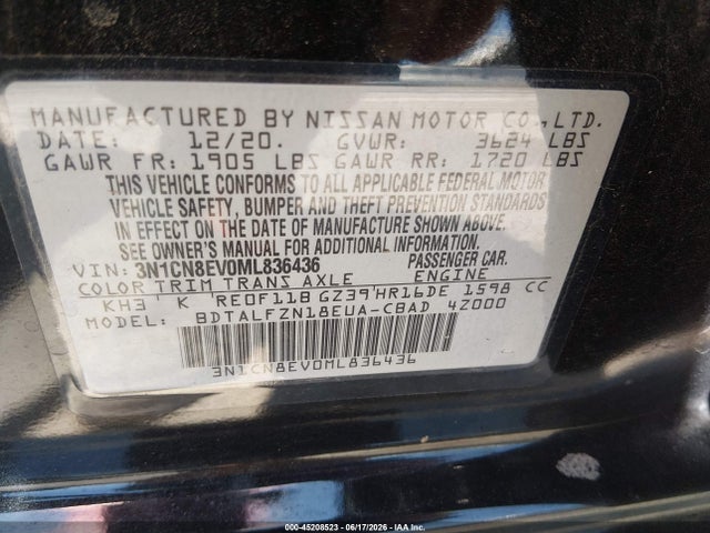Nissan Versa Sv Xtronic Cvt 2021 3N1CN8EV0ML836436 Image 9