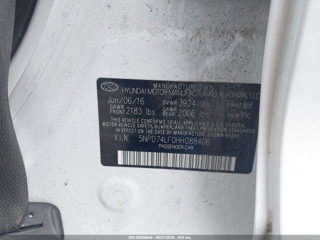 Aukcja sprzedaży 2017 Hyundai Elantra Se, vin: 5NPD74LF0HH088406, numer aukcji: 45208544