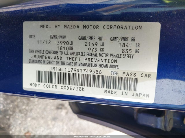 2013 Mazda Mazda3 I Touring მანქანა იყიდება აუქციონზე, vin: JM1BL1L79D1749586, აუქციონის ნომერი: 45208575