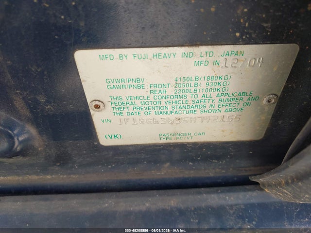 2005 Subaru Forester 2.5x მანქანა იყიდება აუქციონზე, vin: JF1SG63635H742155, აუქციონის ნომერი: 45208586