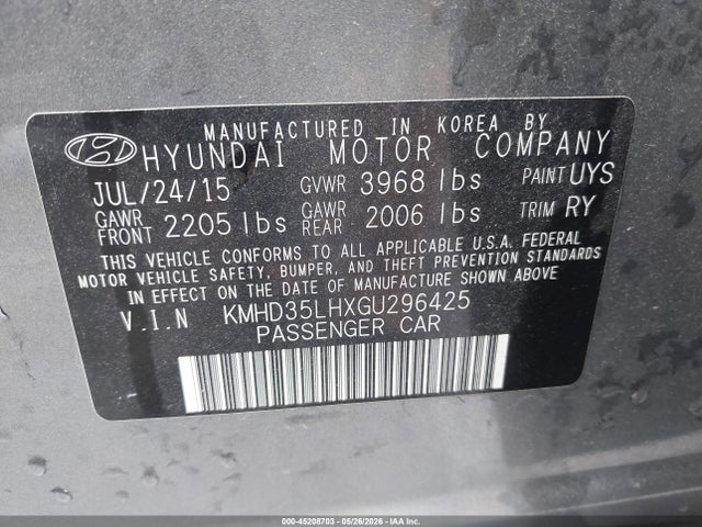 Aukcja sprzedaży 2016 Hyundai Elantra Gt, vin: KMHD35LHXGU296425, numer aukcji: 45208703