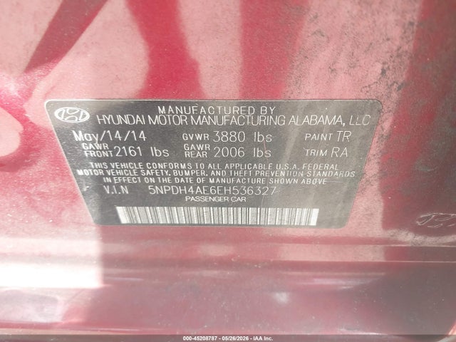 Aukcja sprzedaży 2014 Hyundai Elantra Se, vin: 5NPDH4AE6EH536327, numer aukcji: 45208787