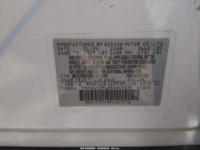 Aukcja sprzedaży 2024 Nissan Kicks Sr Xtronic Cvt, vin: 3N1CP5DV3RL517176, numer aukcji: 45208800