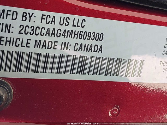 2021 Chrysler 300 Touring მანქანა იყიდება აუქციონზე, vin: 2C3CCAAG4MH609300, აუქციონის ნომერი: 45208849
