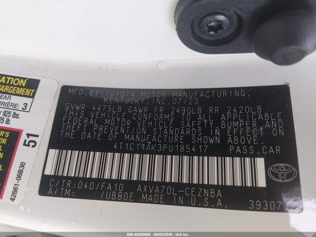 Aukcja sprzedaży 2023 Toyota Camry Le, vin: 4T1C11AK3PU185417, numer aukcji: 45208868