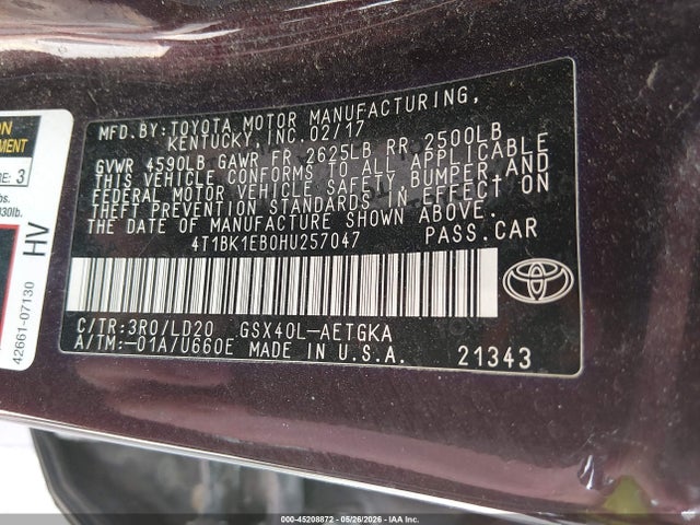 4T1BK1EB0HU257047 Toyota AVALON XLE