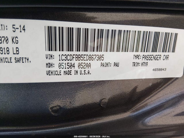 Aukcja sprzedaży 2014 Dodge Dart Sxt, vin: 1C3CDFBB5ED867305, numer aukcji: 45208881