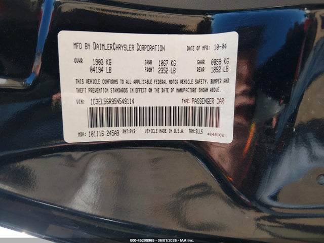 45208965 :رقم المزاد ، 1C3EL56R95N549114 vin ، 2005 Chrysler Sebring Touring مزاد بيع