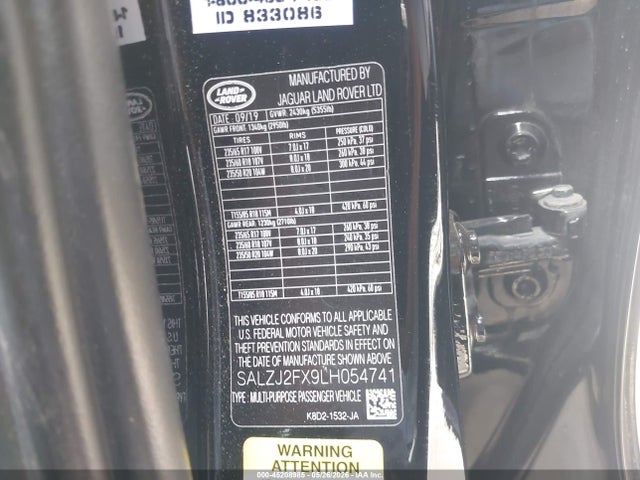 Land Rover Range Rover Evoque S 2020 SALZJ2FX9LH054741 Image 9