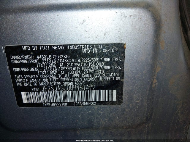 Subaru Forester 2.5i Premium 2017 JF2SJAGC0HH451472 Image 9