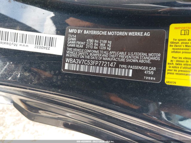 Продажа на аукционе авто 2015 Bmw 428i, vin: WBA3V7C53FP772147, номер лота: 45209008