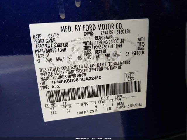 Aukcja sprzedaży 2013 Ford Explorer Xlt, vin: 1FM5K8D88DGA22450, numer aukcji: 45209017