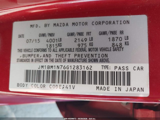 Продаж на аукціоні авто 2016 Mazda Mazda3 I Grand Touring, vin: JM1BM1N76G1283162, номер лоту: 45209072
