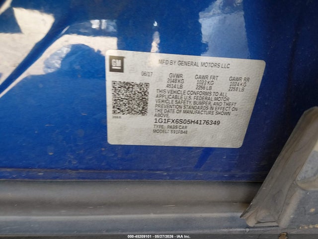 Aukcja sprzedaży 2017 Chevrolet Bolt Ev Premier, vin: 1G1FX6S05H4176349, numer aukcji: 45209101
