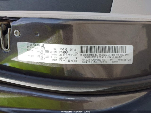 Aukcja sprzedaży 2019 Chrysler Pacifica L, vin: 2C4RC1AG4KR702881, numer aukcji: 45209119