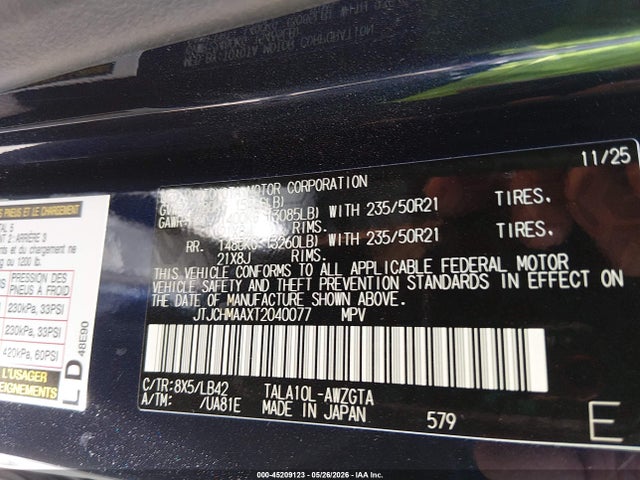 Aukcja sprzedaży 2026 Lexus Rx 350 Premium+, vin: JTJCHMAAXT2040077, numer aukcji: 45209123