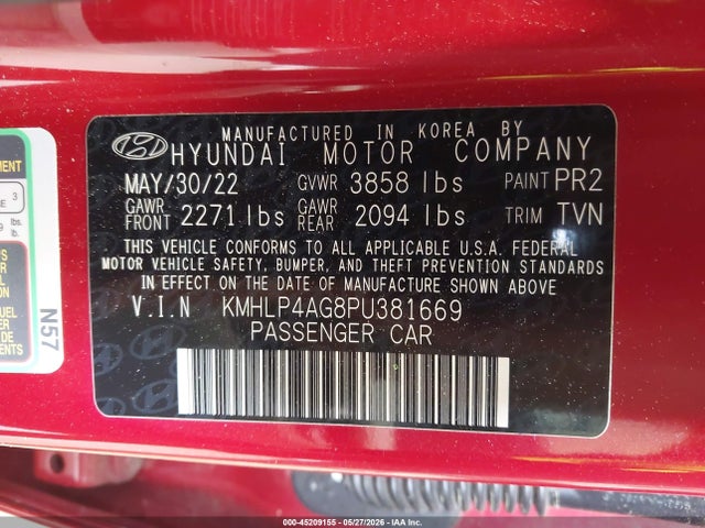 Продаж на аукціоні авто 2023 Hyundai Elantra Limited, vin: KMHLP4AG8PU381669, номер лоту: 45209155