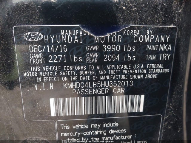 45209161 :رقم المزاد ، KMHD04LB5HU352013 vin ، 2017 Hyundai Elantra Sport مزاد بيع