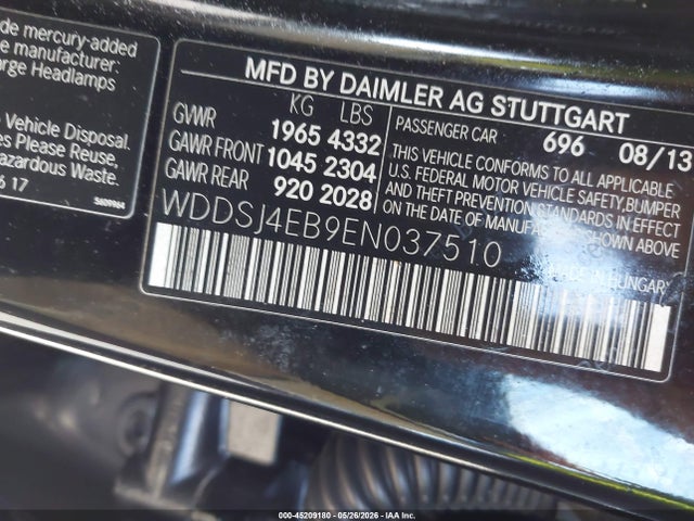 Aukcja sprzedaży 2014 Mercedes-benz Cla 250, vin: WDDSJ4EB9EN037510, numer aukcji: 45209180