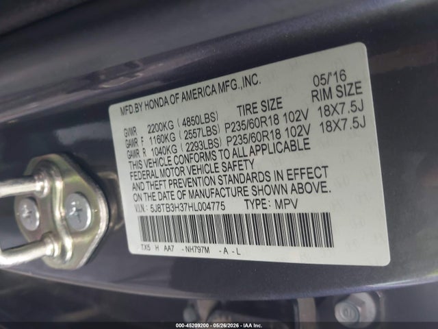Aukcja sprzedaży 2017 Acura Rdx Acurawatch Plus Package, vin: 5J8TB3H37HL004775, numer aukcji: 45209200